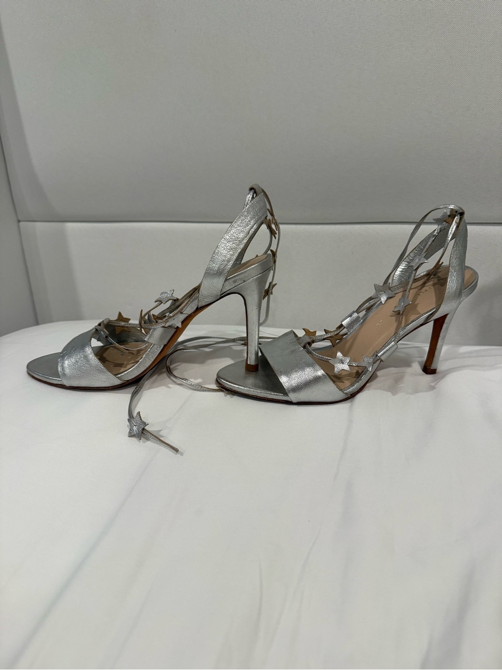 Loeffler Randall Silver Star Tie-Heel Sandals